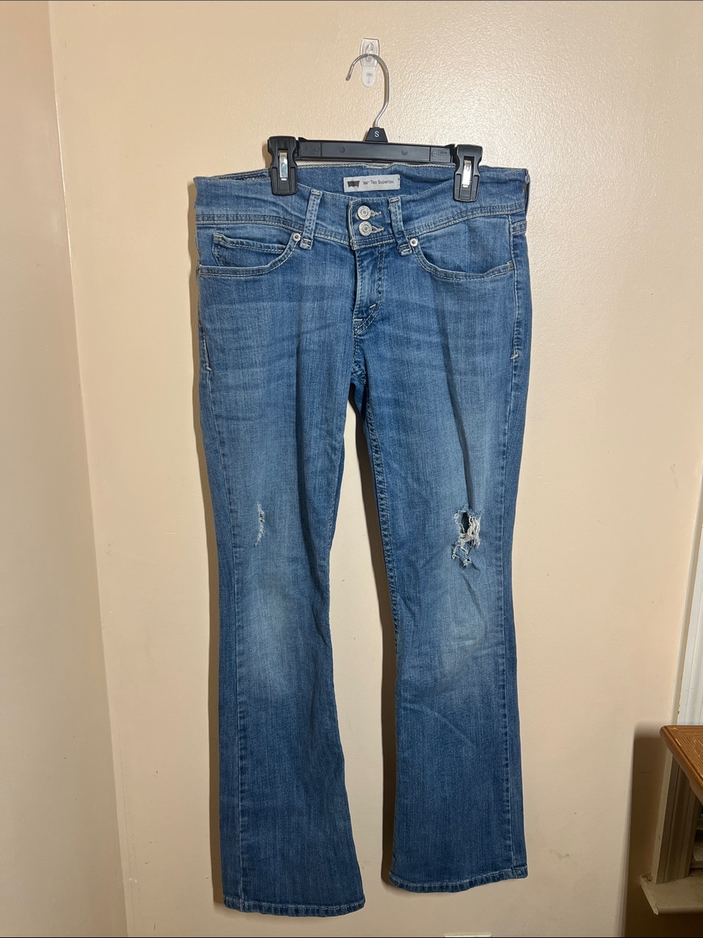 Levi's Distressed Blue Flared Jeans